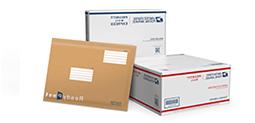 Priority Mail, Priority Mail Express boxes, and a Ready Post envelope.